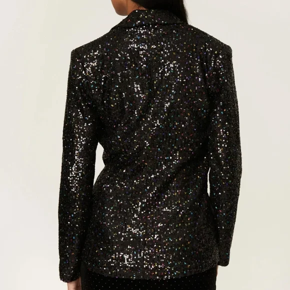NWT MILLY Confetti Sequin Fitted Blazer in Black Multi - Picture 16 of 16